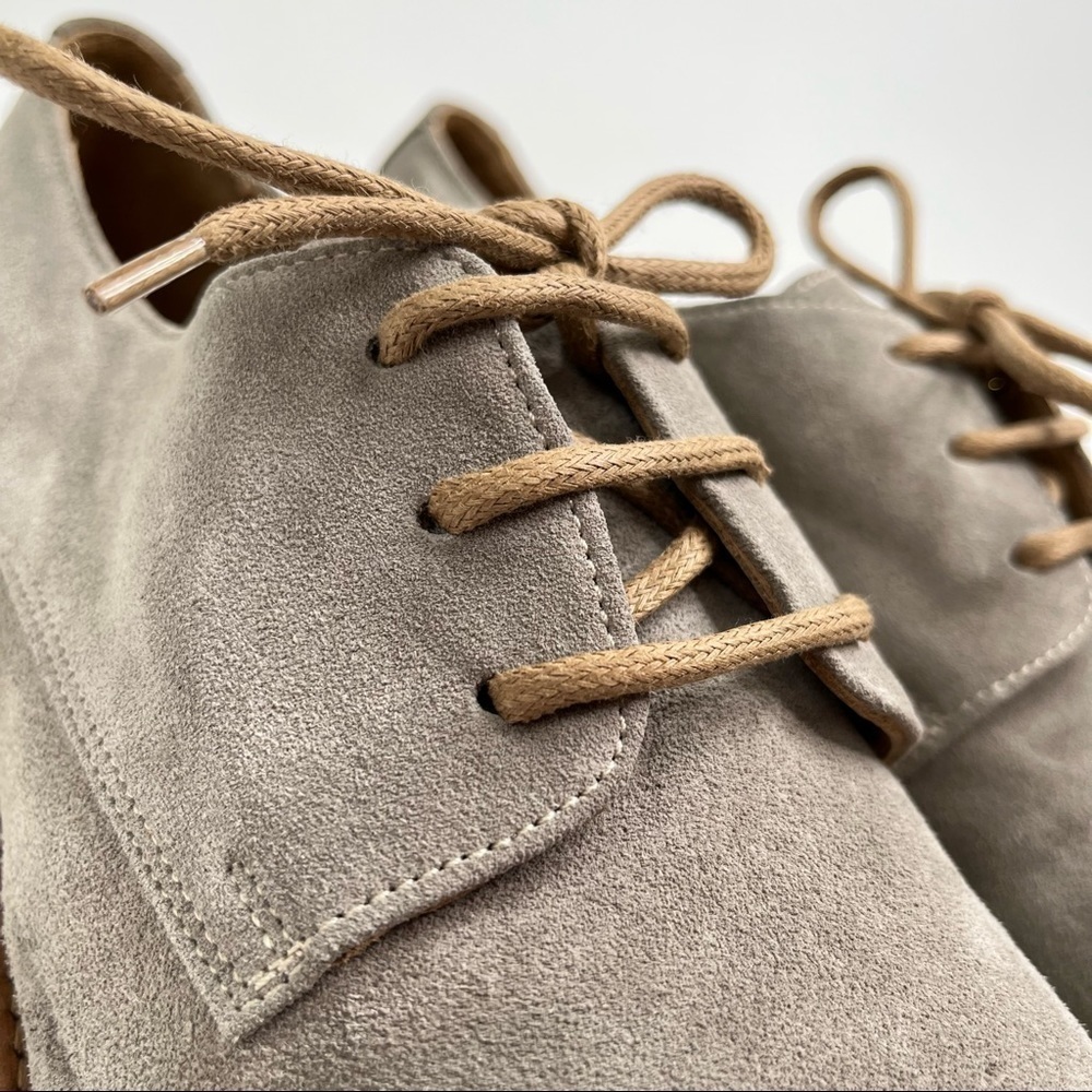 𝅺new Dusica Smokey Grey Suede Leather Dressy Casual Preppy Lace-up Oxford Shoes - Picture 8 of 13